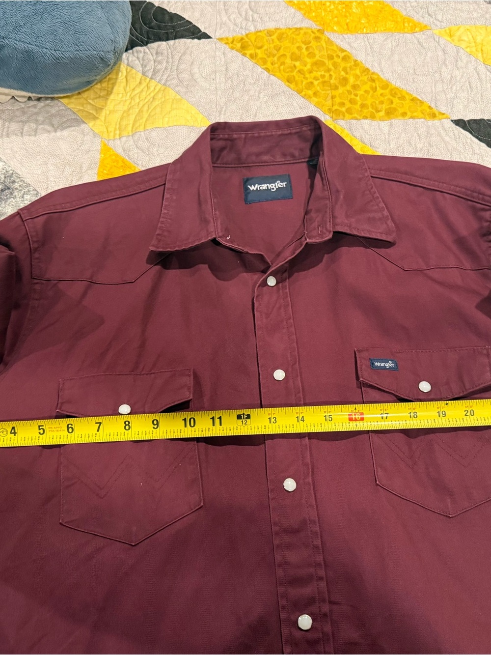 Wrangler Men’s XLT Long Sleeve Button-Down Shirt — Burgundy - Picture 3 of 11